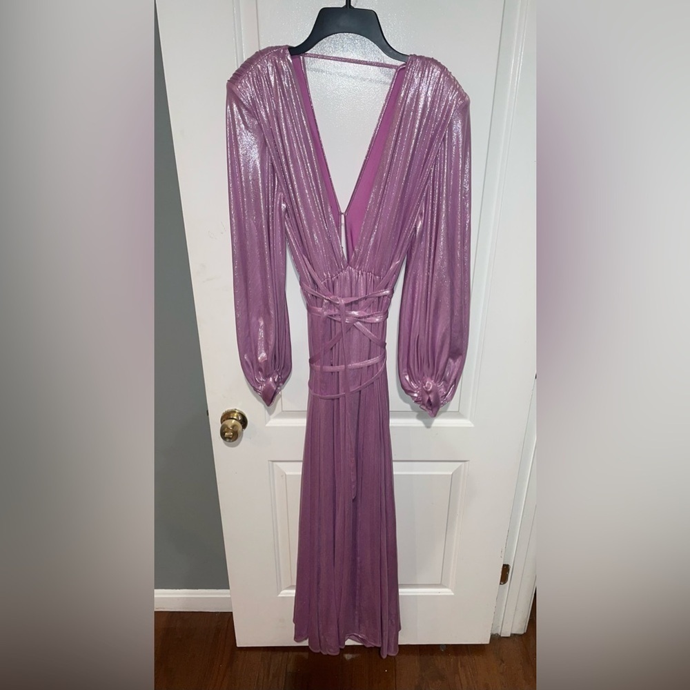 New! Bronx and Banco Zoe Lilac Metallic Maxi Gown💜 Purple/Pink 💜 Medium - Picture 15 of 16